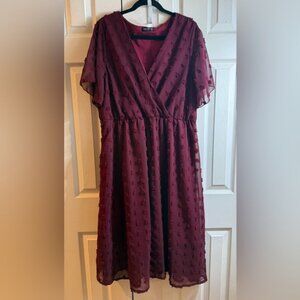 SHEIN Burgundy Textured Dress